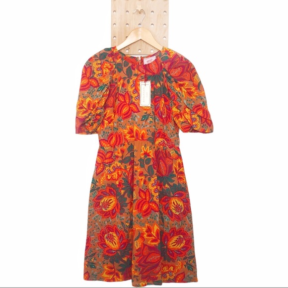 BANJANAN RONA MINI DRESS IN MEADOW SWEET CARAMEL - Picture 8 of 10